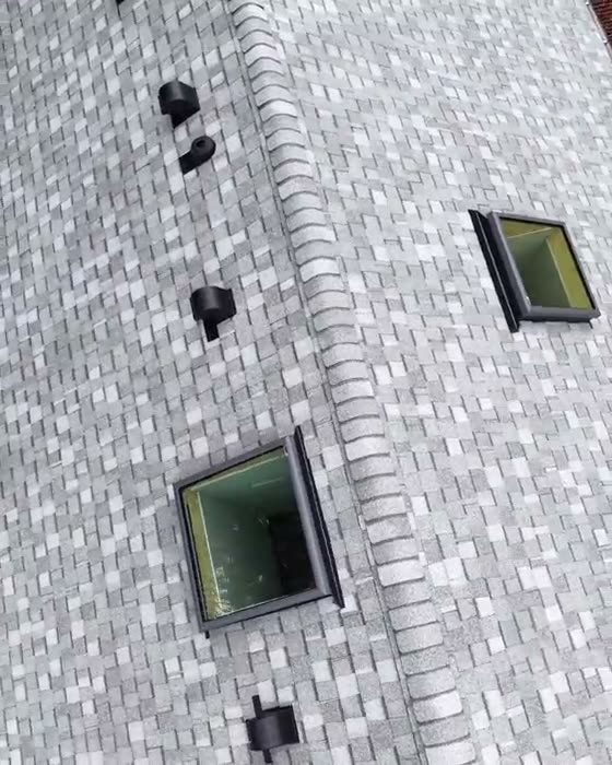 Slate roof with skylights